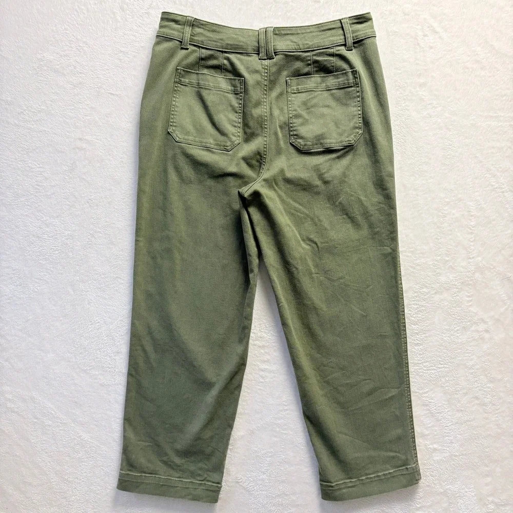 Talbots Pants Women Size 10 Olive Green Straight Ankle Crop Cotton Lyocell Blend - Picture 9 of 11